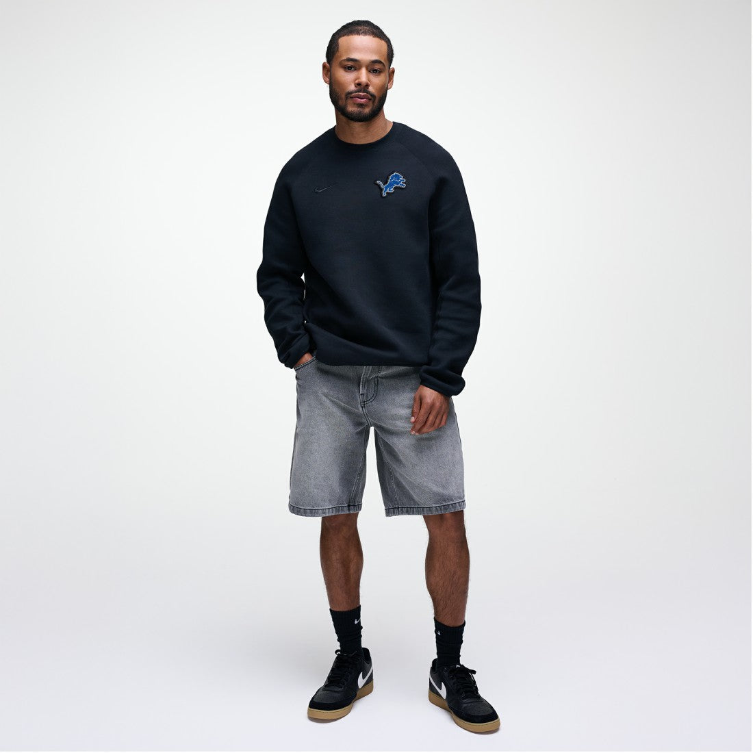 Detroit Lions Tech Fleece Raglan Sweatshirt Black | Nike for Sale