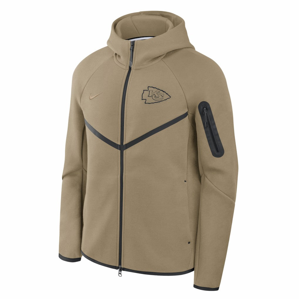 Kansas City Chiefs Tech Fleece Raglan Full-Zip Windrunner Hoodie Olive | Nike for Sale