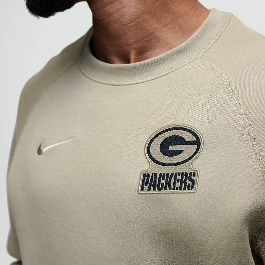Green Bay Packers Tech Fleece Raglan Sweatshirt Olive | Nike for Sale
