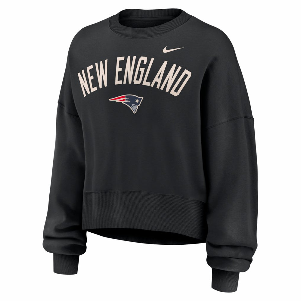 New England Patriots Women's Oversized High Hip Legacy Arch Phoenix Fleece Sweatshirt Black | Nike for Sale