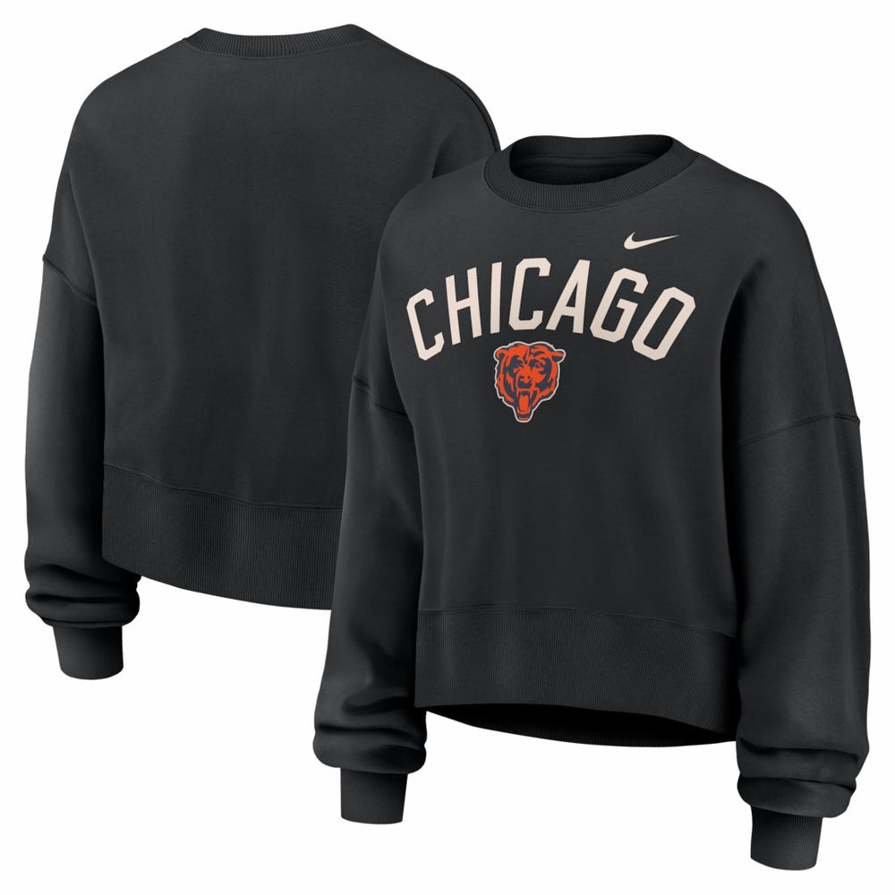 Chicago Bears Women's Oversized High Hip Legacy Arch Phoenix Fleece Sweatshirt Black | Nike for Sale