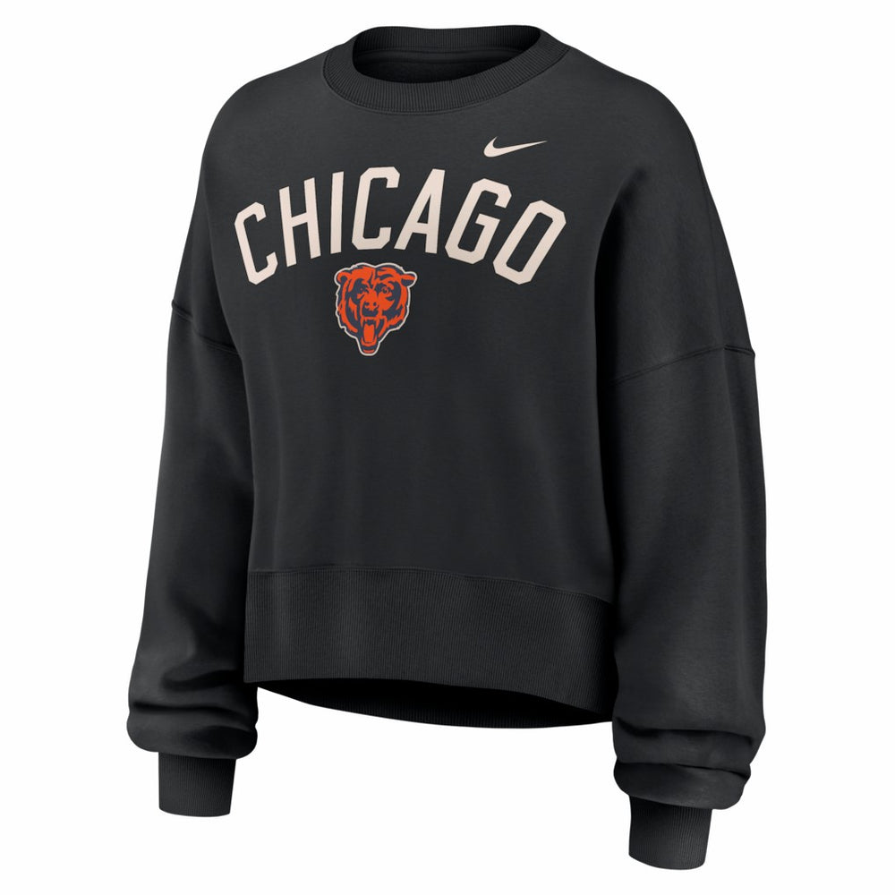 Chicago Bears Women's Oversized High Hip Legacy Arch Phoenix Fleece Sweatshirt Black | Nike for Sale