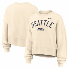 Seattle Seahawks Women's Oversized High Hip Legacy Arch Phoenix Fleece Sweatshirt Natural | Nike for Sale