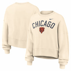 Chicago Bears Women's Oversized High Hip Legacy Arch Phoenix Fleece Sweatshirt Natural | Nike for Sale
