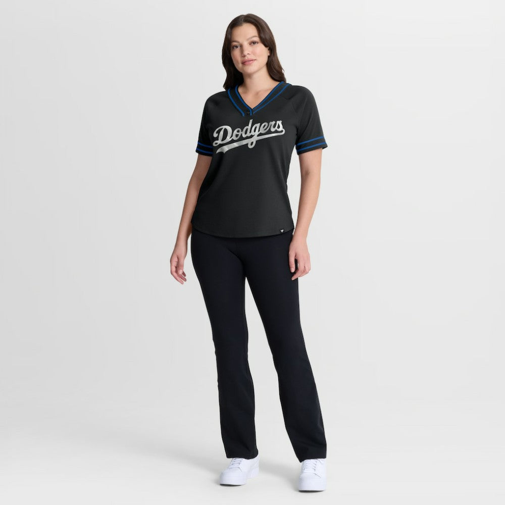 Los Angeles Dodgers Fanatics Women's Diva Race Ahead Raglan V-Neck T-Shirt - MLB