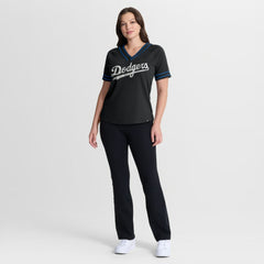 Los Angeles Dodgers Fanatics Women's Diva Race Ahead Raglan V-Neck T-Shirt - MLB