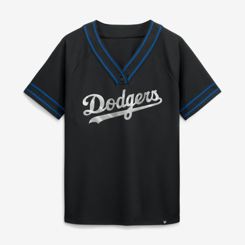 Los Angeles Dodgers Fanatics Women's Diva Race Ahead Raglan V-Neck T-Shirt - MLB