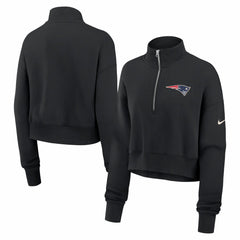New England Patriots Women's Legacy Phoenix Fleece Cropped Half-Zip Sweatshirt Black | Nike for Sale