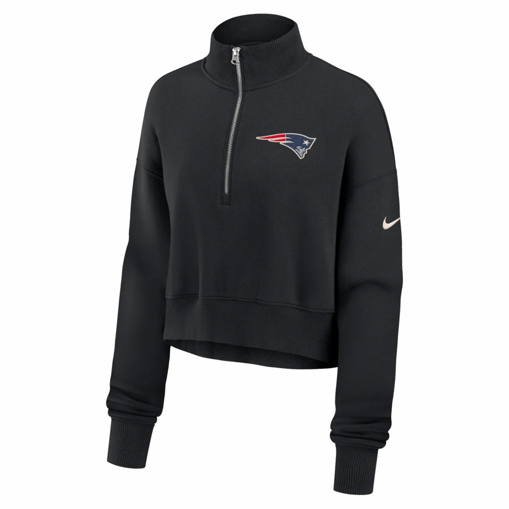 New England Patriots Women's Legacy Phoenix Fleece Cropped Half-Zip Sweatshirt Black | Nike for Sale