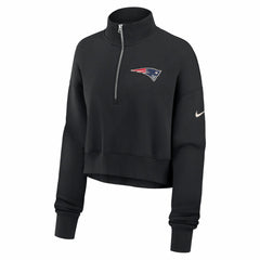 New England Patriots Women's Legacy Phoenix Fleece Cropped Half-Zip Sweatshirt Black | Nike for Sale