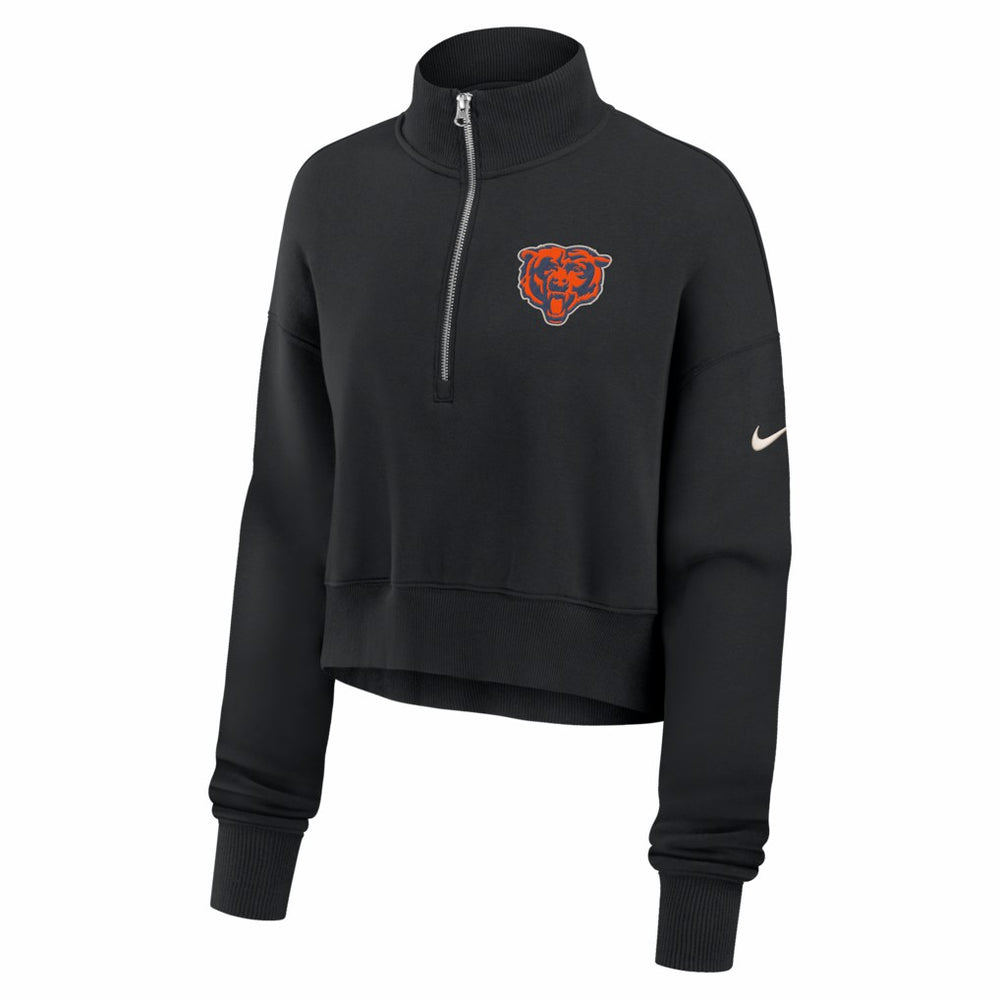 Chicago Bears Women's Legacy Phoenix Fleece Cropped Half-Zip Sweatshirt Black | Nike for Sale