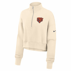 Chicago Bears Women's Legacy Phoenix Fleece Cropped Half-Zip Sweatshirt Cream | Nike for Sale