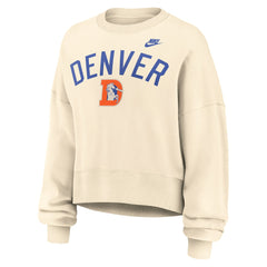 Denver Broncos Women's Oversized High Hip Legacy Arch Phoenix Fleece Sweatshirt Natural | Nike for Sale