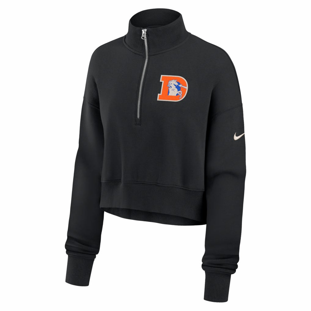 Denver Broncos Women's Legacy Phoenix Fleece Cropped Half-Zip Sweatshirt Black | Nike for Sale