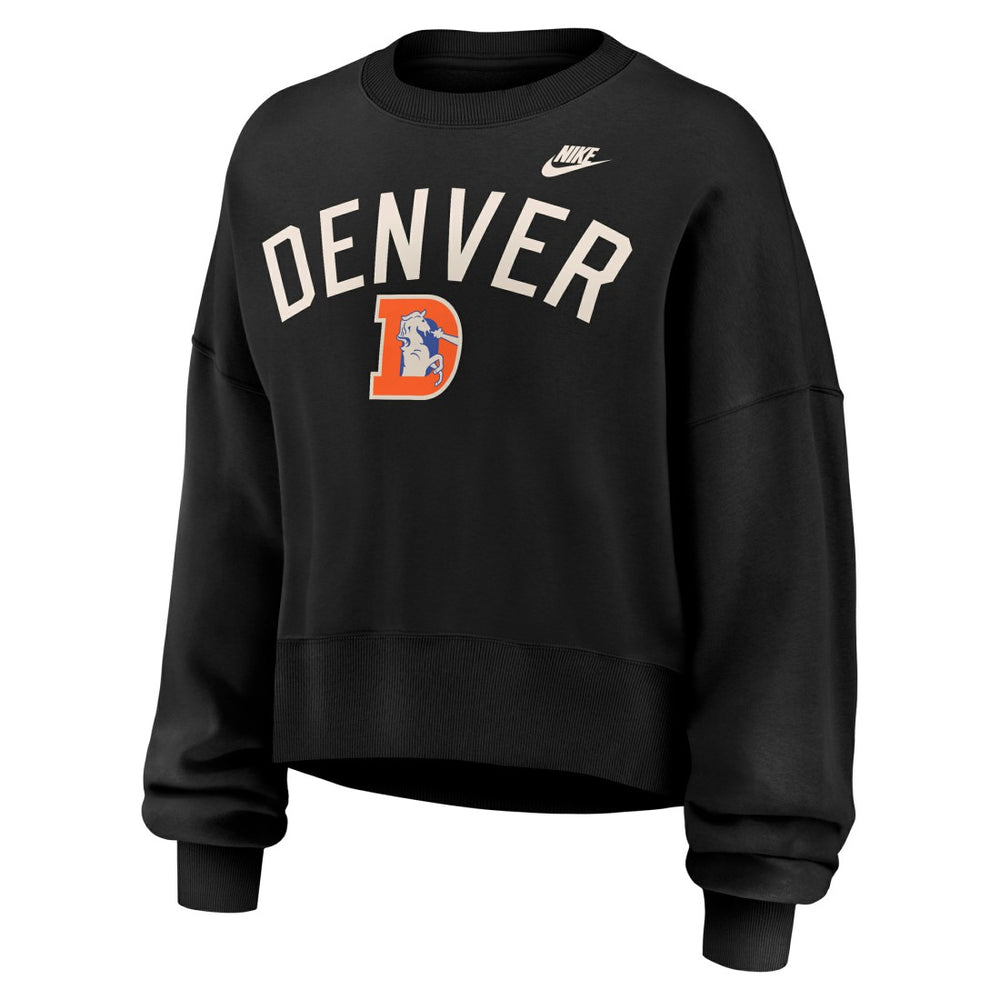 Denver Broncos Women's Oversized High Hip Legacy Arch Phoenix Fleece Sweatshirt Black | Nike for Sale