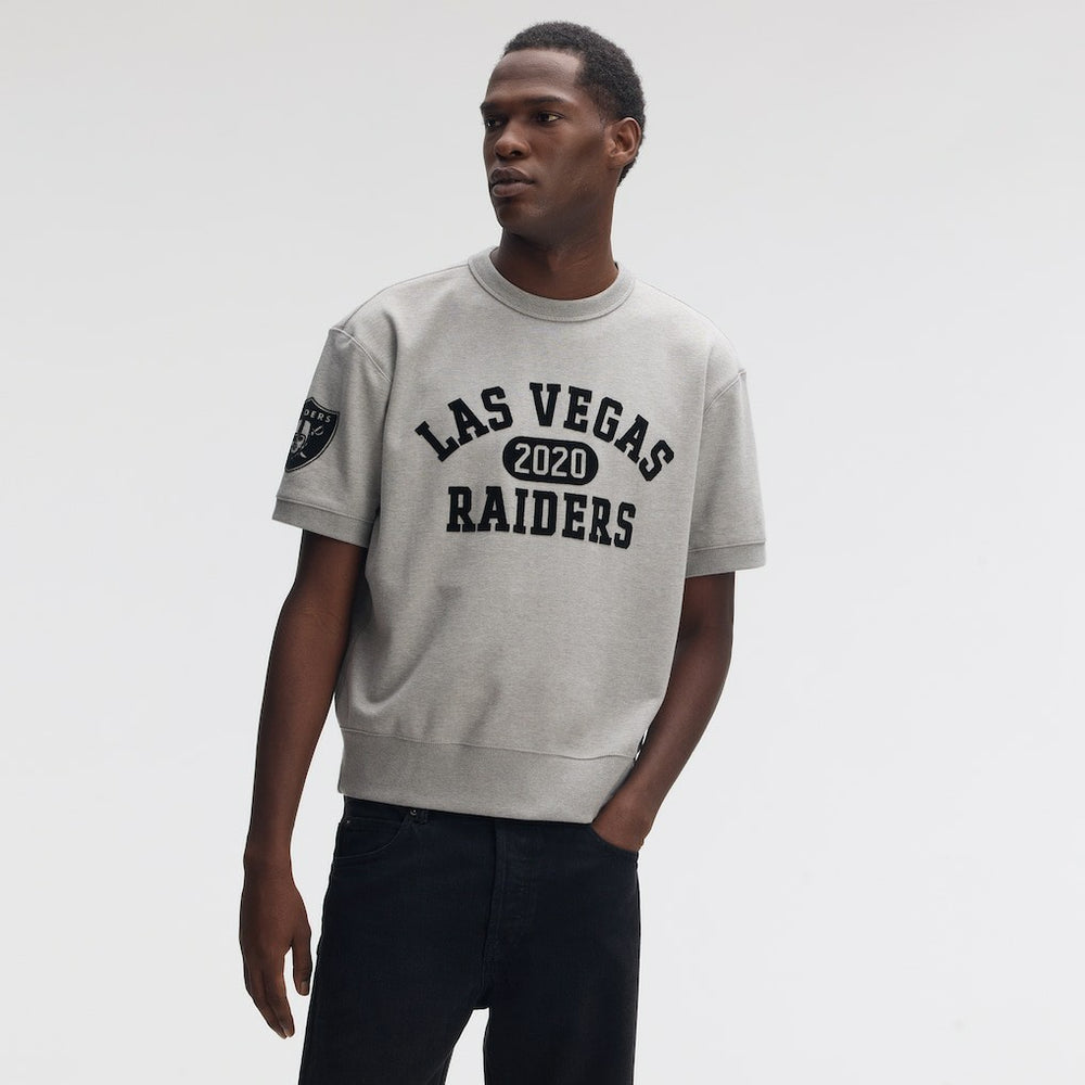 Las Vegas Raiders IconicFleece Short Sleeve Sweatshirt Heather Gray | Fanatics