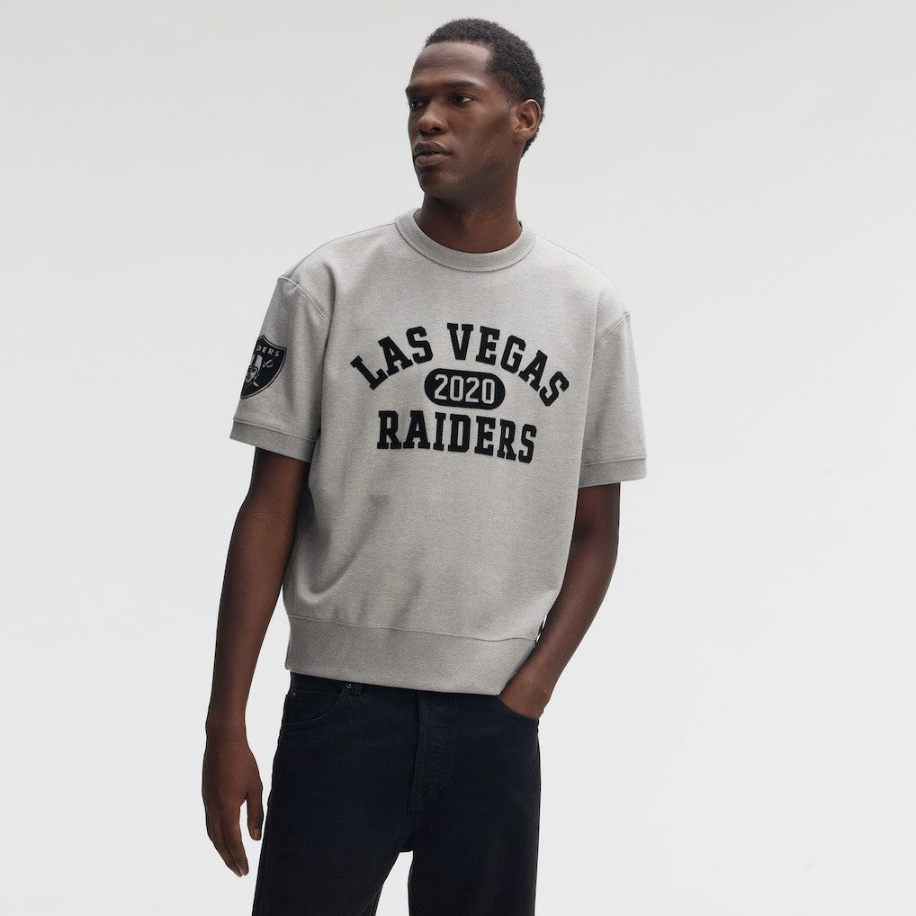 Las Vegas Raiders IconicFleece Short Sleeve Sweatshirt Heather Gray | Fanatics