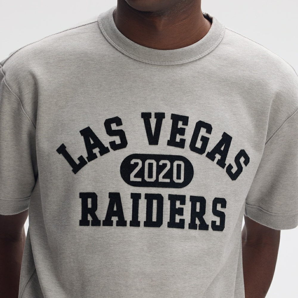 Las Vegas Raiders IconicFleece Short Sleeve Sweatshirt Heather Gray | Fanatics