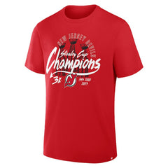 New Jersey Devils Fanatics 3x Stanley Cup Champions T-Shirt - Red - NHL