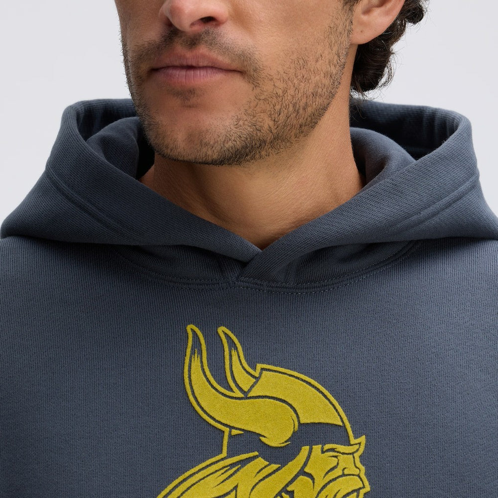 Minnesota Vikings IconicFleece Flocked Hoodie Charcoal | Fanatics