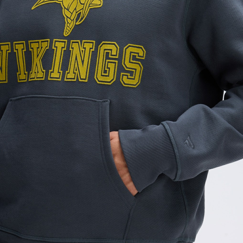 Minnesota Vikings IconicFleece Flocked Hoodie Charcoal | Fanatics