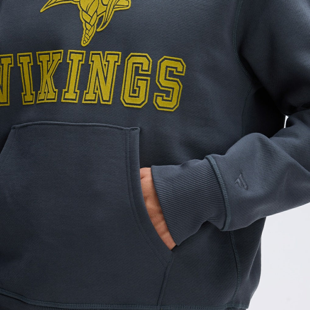 Minnesota Vikings IconicFleece Flocked Hoodie Charcoal | Fanatics