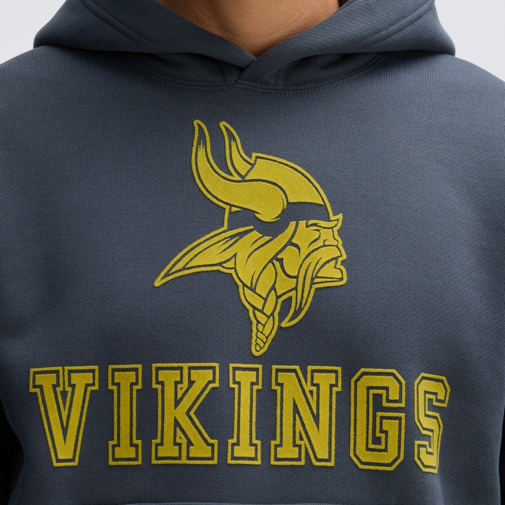 Minnesota Vikings IconicFleece Flocked Hoodie Charcoal | Fanatics