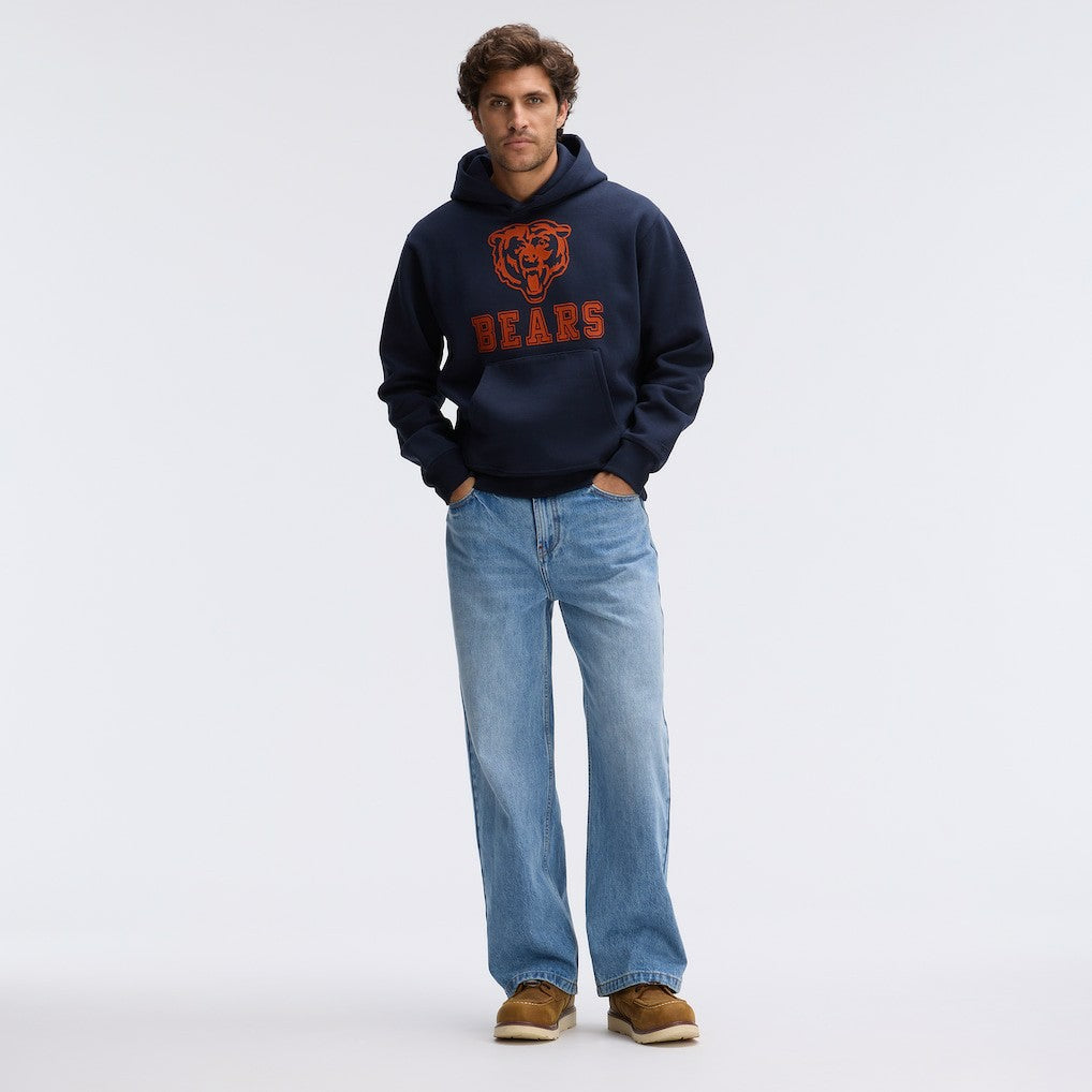 Chicago Bears IconicFleece Flocked Hoodie Navy | Fanatics