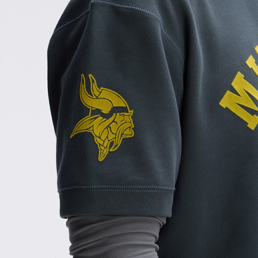 Minnesota Vikings IconicFleece Short Sleeve Sweatshirt Charcoal | Fanatics