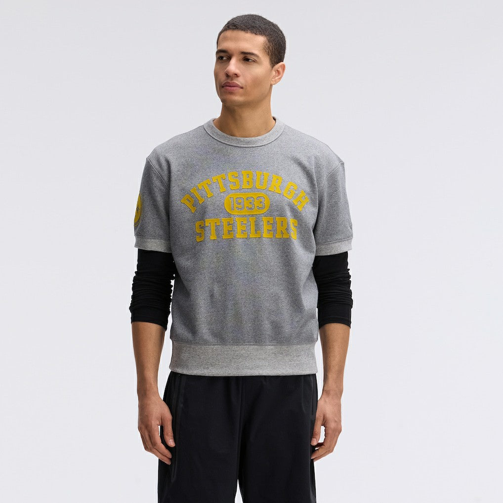 Pittsburgh Steelers IconicFleece Short Sleeve Sweatshirt Athletic Heather Gray | Fanatics