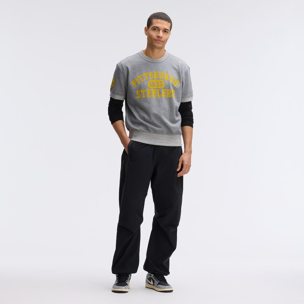 Pittsburgh Steelers IconicFleece Short Sleeve Sweatshirt Athletic Heather Gray | Fanatics