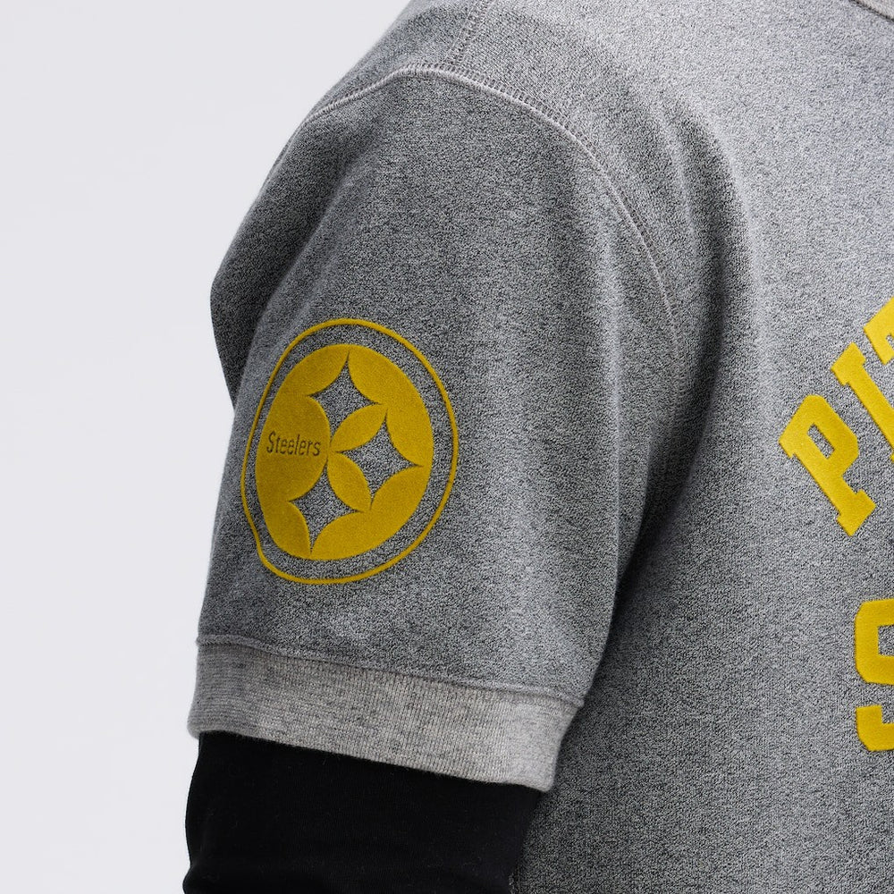 Pittsburgh Steelers IconicFleece Short Sleeve Sweatshirt Athletic Heather Gray | Fanatics