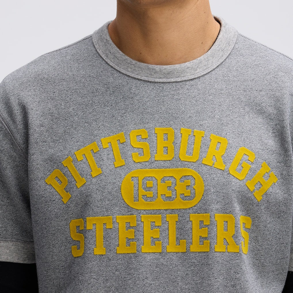 Pittsburgh Steelers IconicFleece Short Sleeve Sweatshirt Athletic Heather Gray | Fanatics