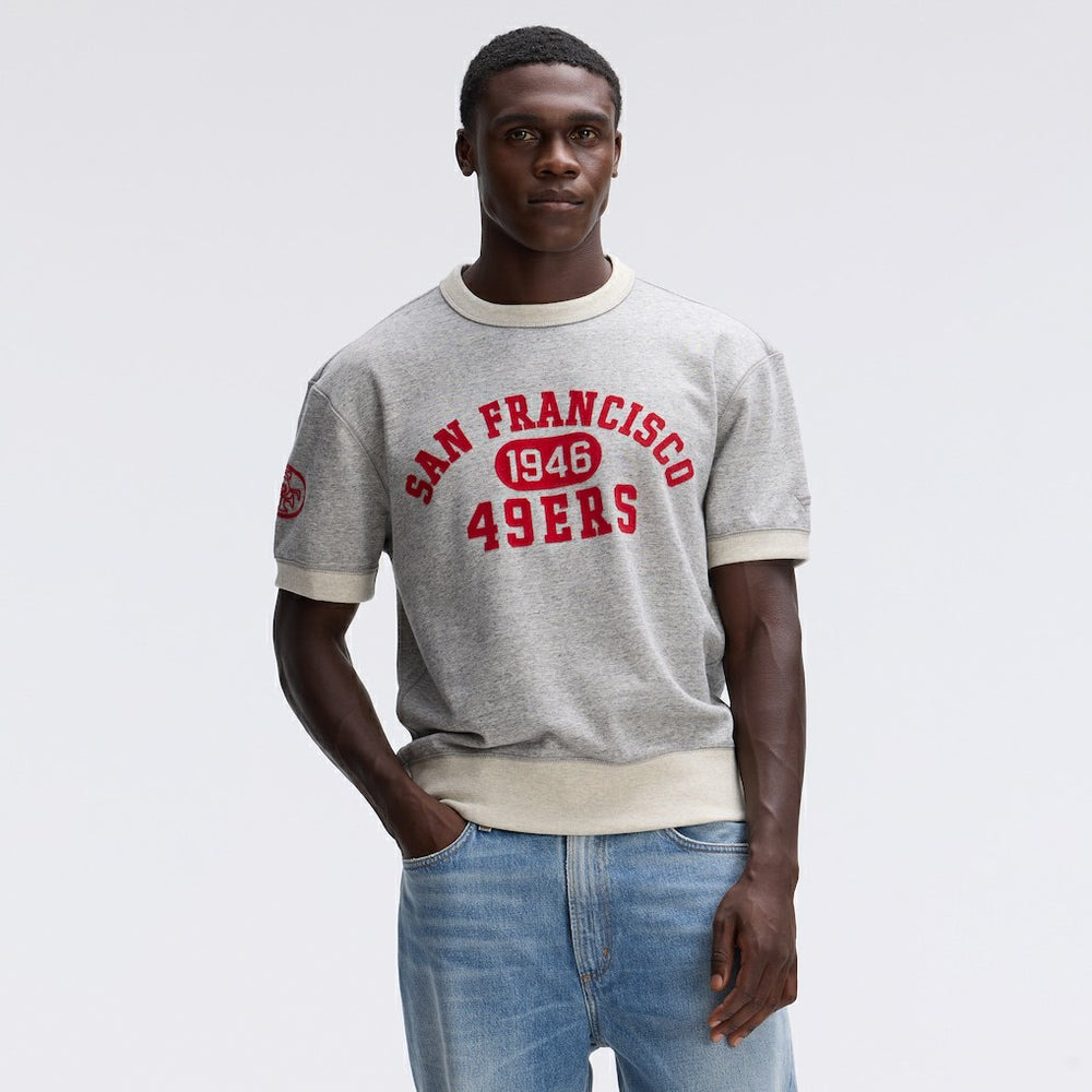 San Francisco 49ers IconicFleece Short Sleeve Sweatshirt Heather Gray | Fanatics