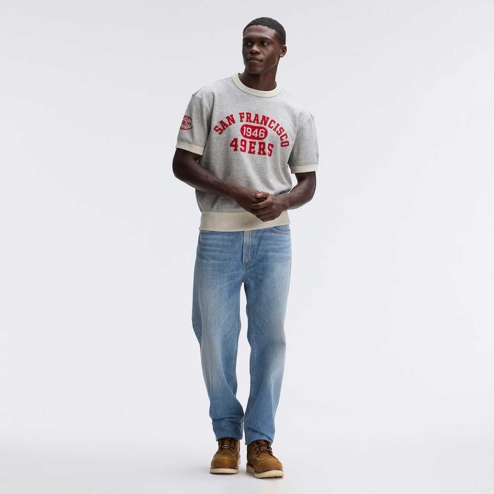 San Francisco 49ers IconicFleece Short Sleeve Sweatshirt Heather Gray | Fanatics