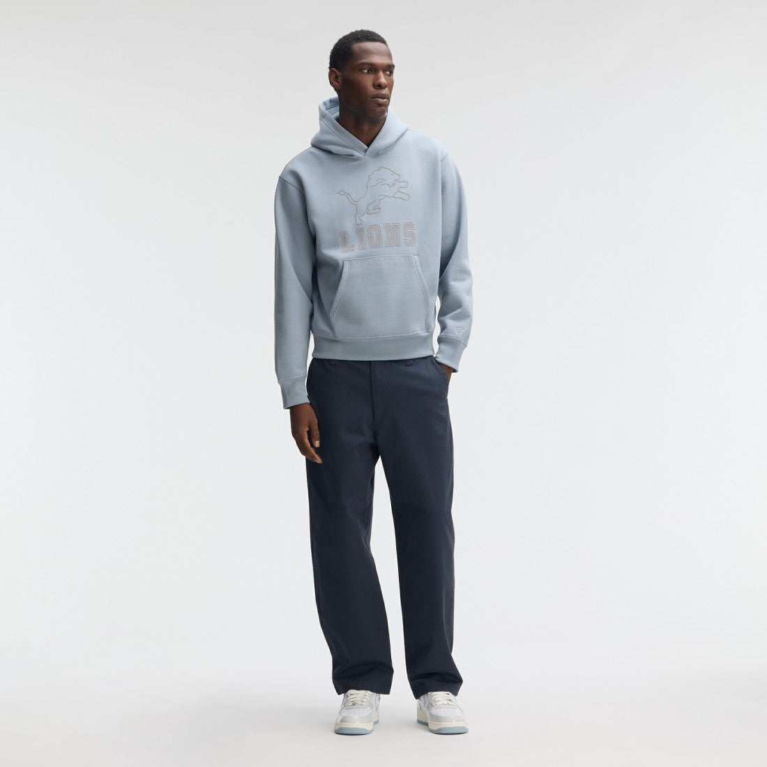 Detroit Lions IconicFleece Flocked Hoodie Light Blue | Fanatics