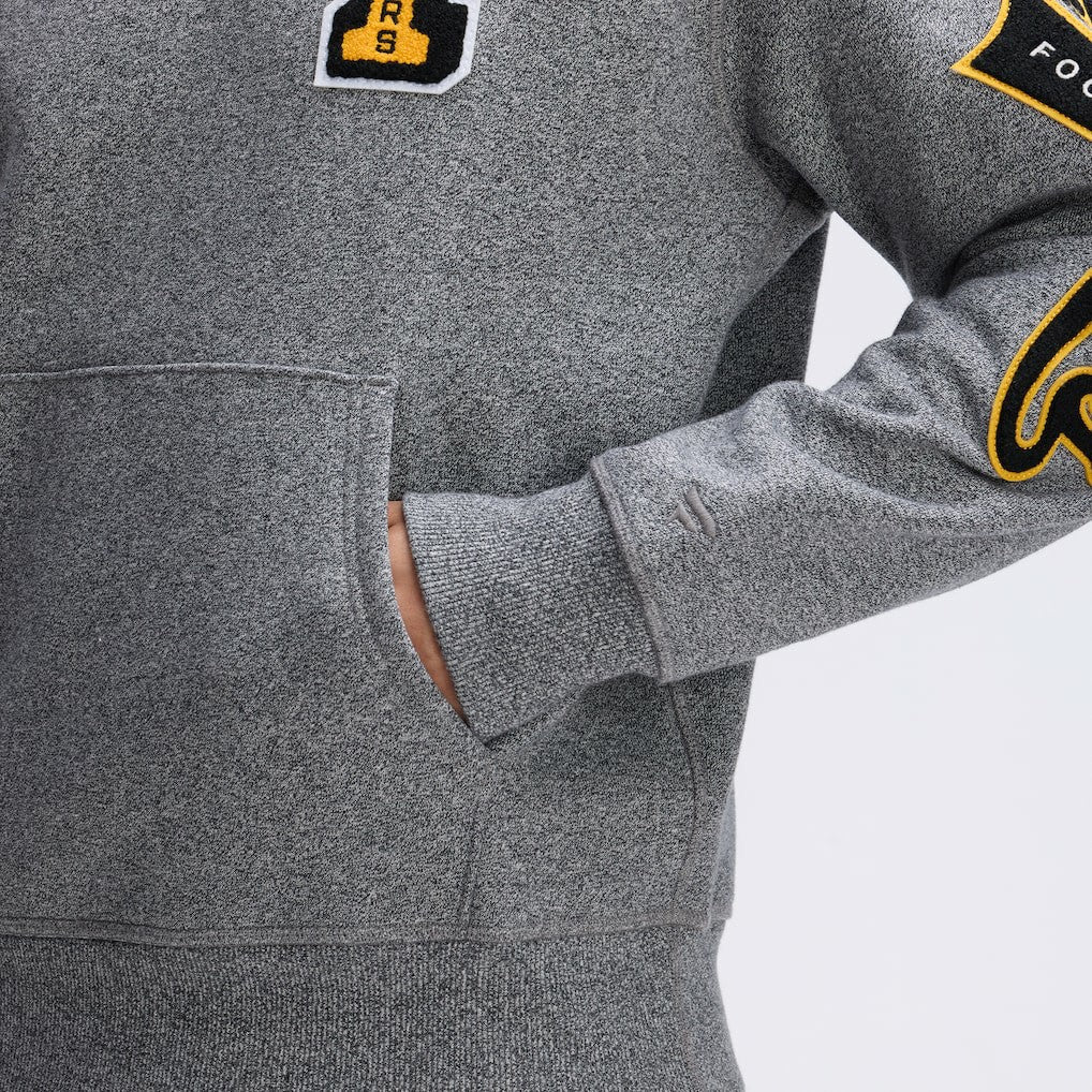 Pittsburgh Steelers IconicFleece Letterman Hoodie Athletic Heather Gray | Fanatics