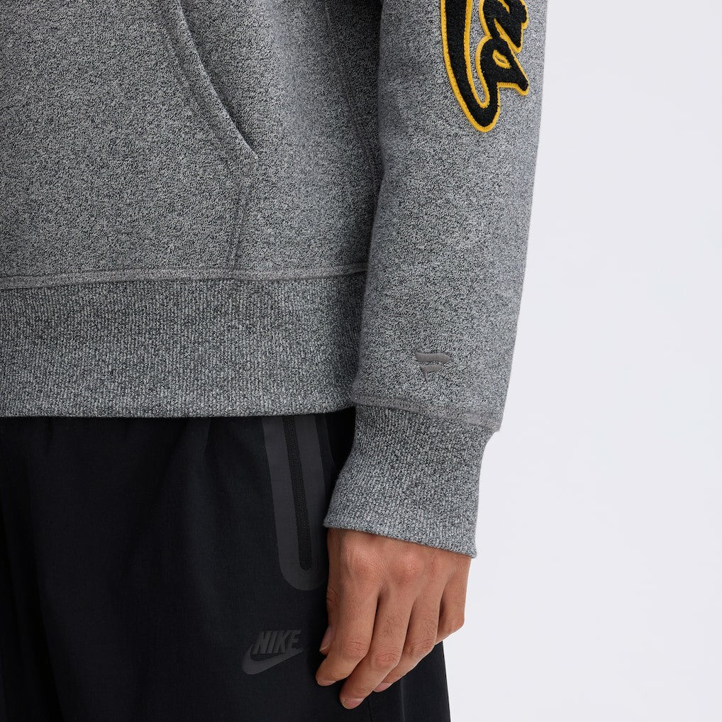 Pittsburgh Steelers IconicFleece Letterman Hoodie Athletic Heather Gray | Fanatics