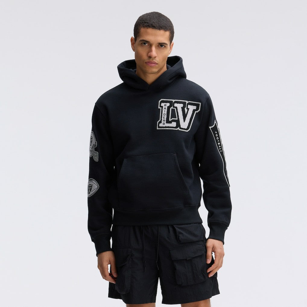 Las Vegas Raiders IconicFleece Letterman Hoodie Black | Fanatics