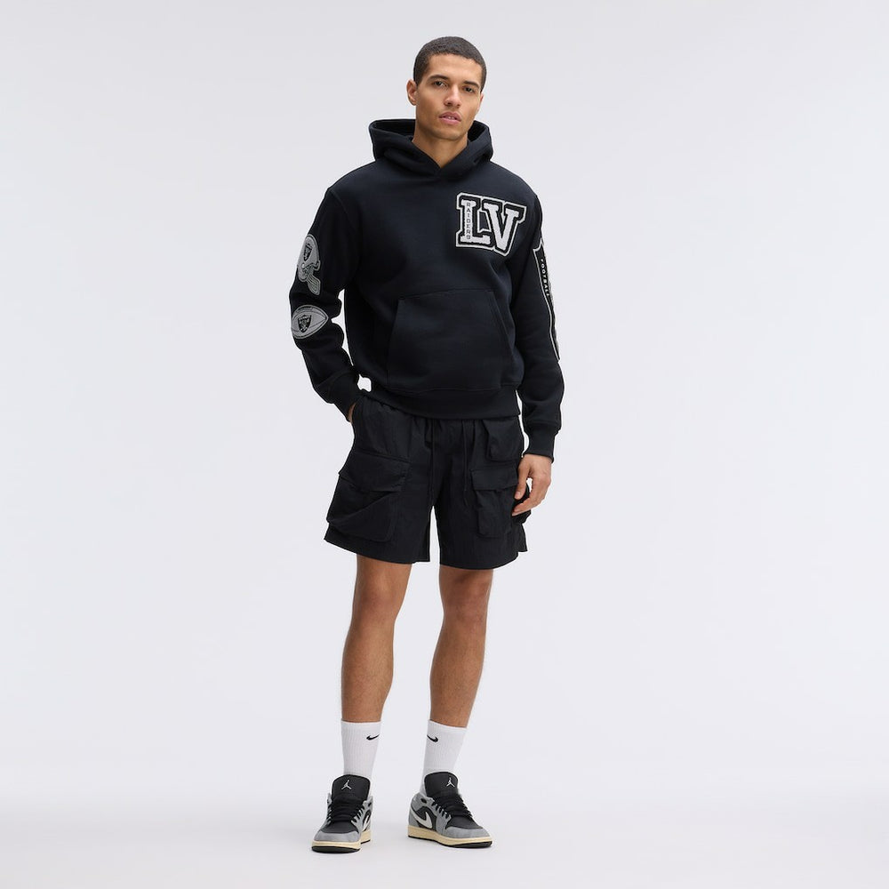 Las Vegas Raiders IconicFleece Letterman Hoodie Black | Fanatics