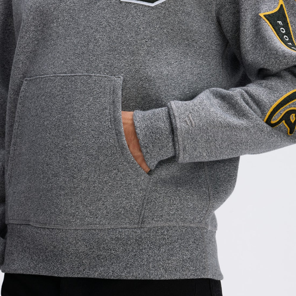 Green Bay Packers IconicFleece Letterman Hoodie Athletic Heather Gray | Fanatics