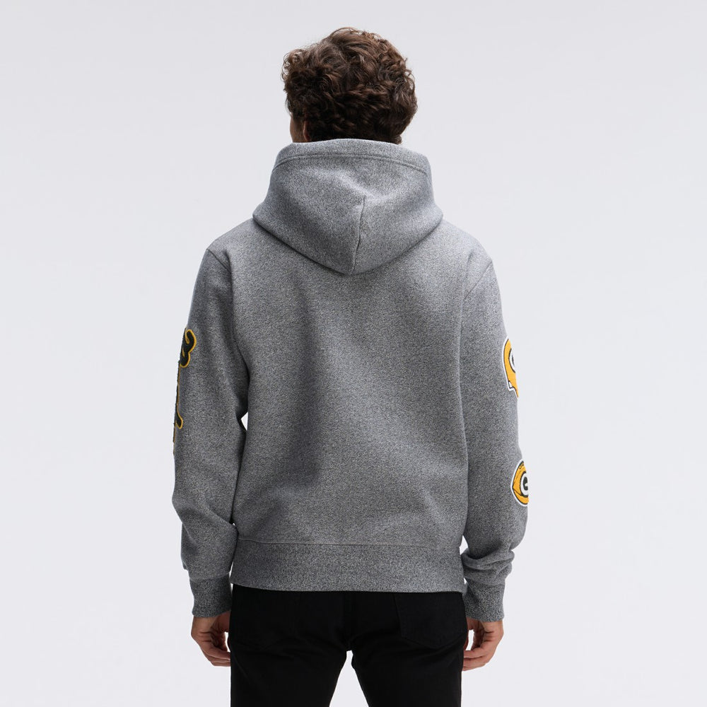 Green Bay Packers IconicFleece Letterman Hoodie Athletic Heather Gray | Fanatics