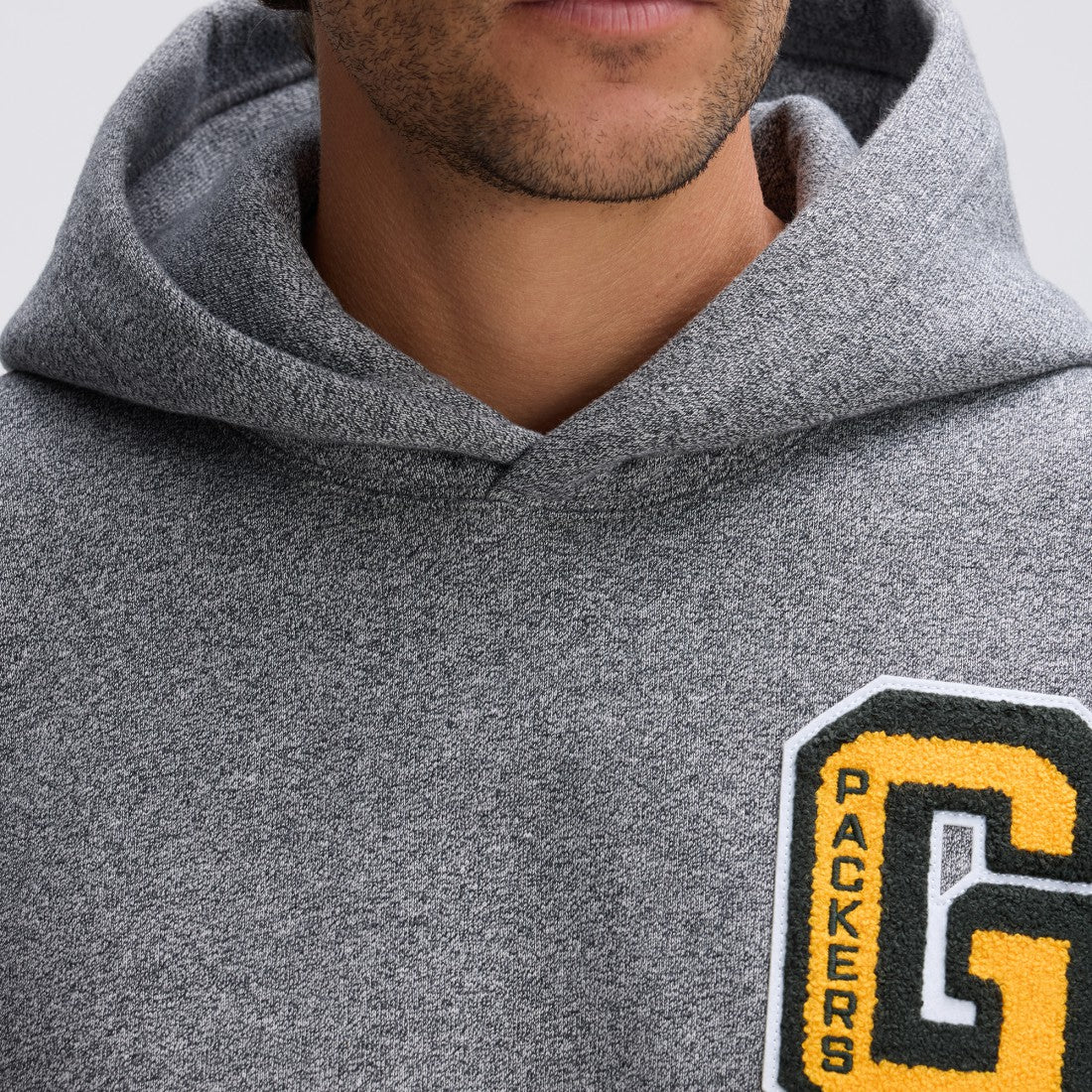 Green Bay Packers IconicFleece Letterman Hoodie Athletic Heather Gray | Fanatics