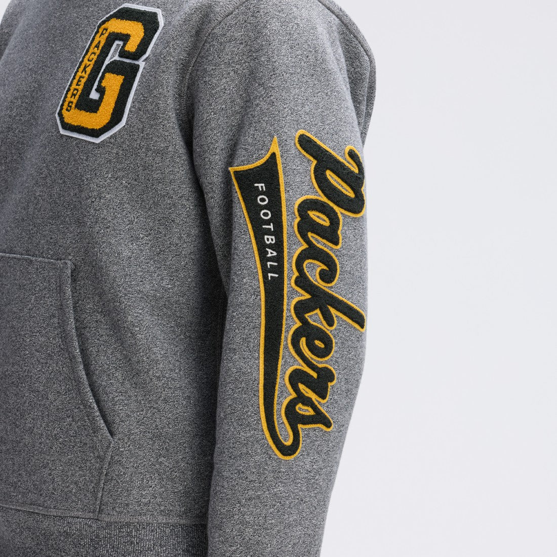 Green Bay Packers IconicFleece Letterman Hoodie Athletic Heather Gray | Fanatics