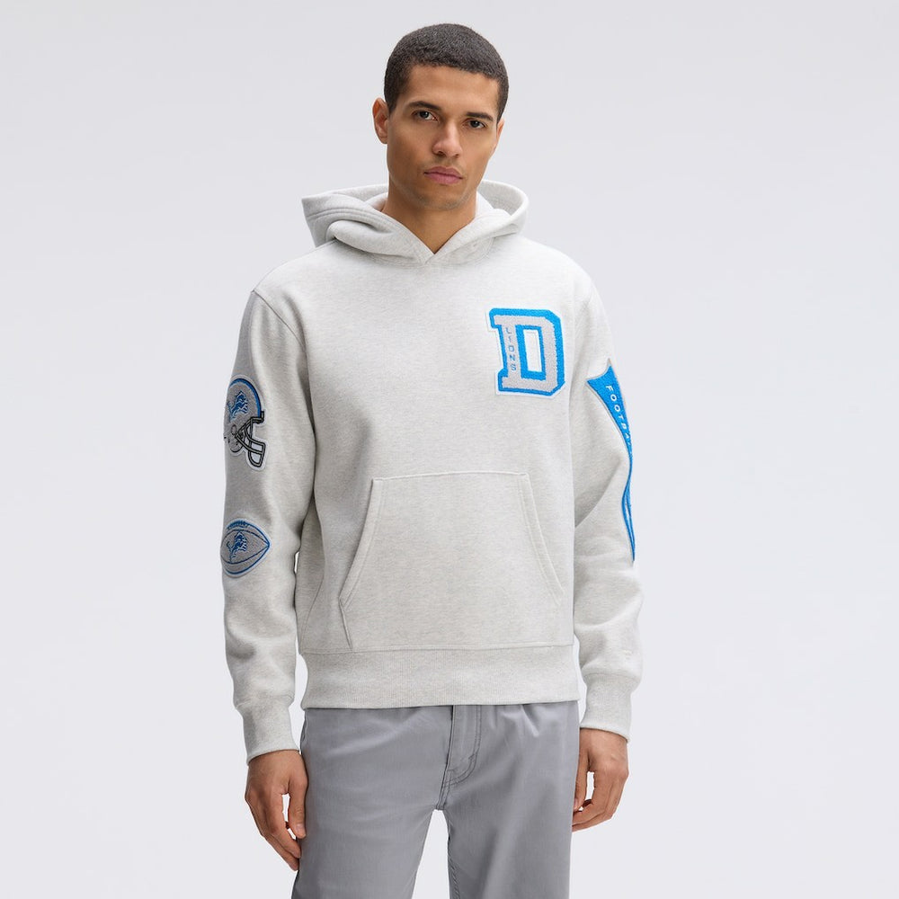 Detroit Lions IconicFleece Letterman Hoodie Heather Gray | Fanatics