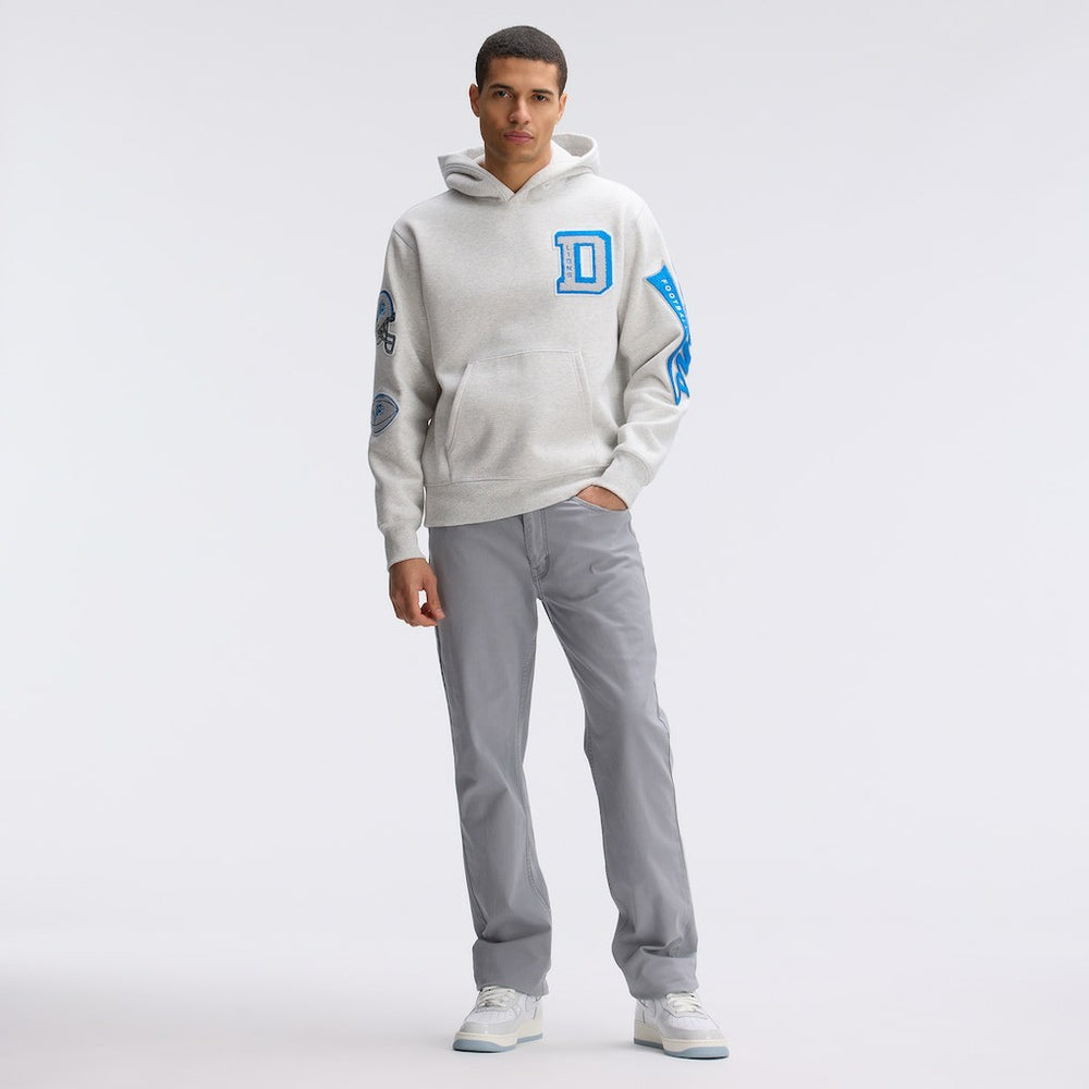 Detroit Lions IconicFleece Letterman Hoodie Heather Gray | Fanatics