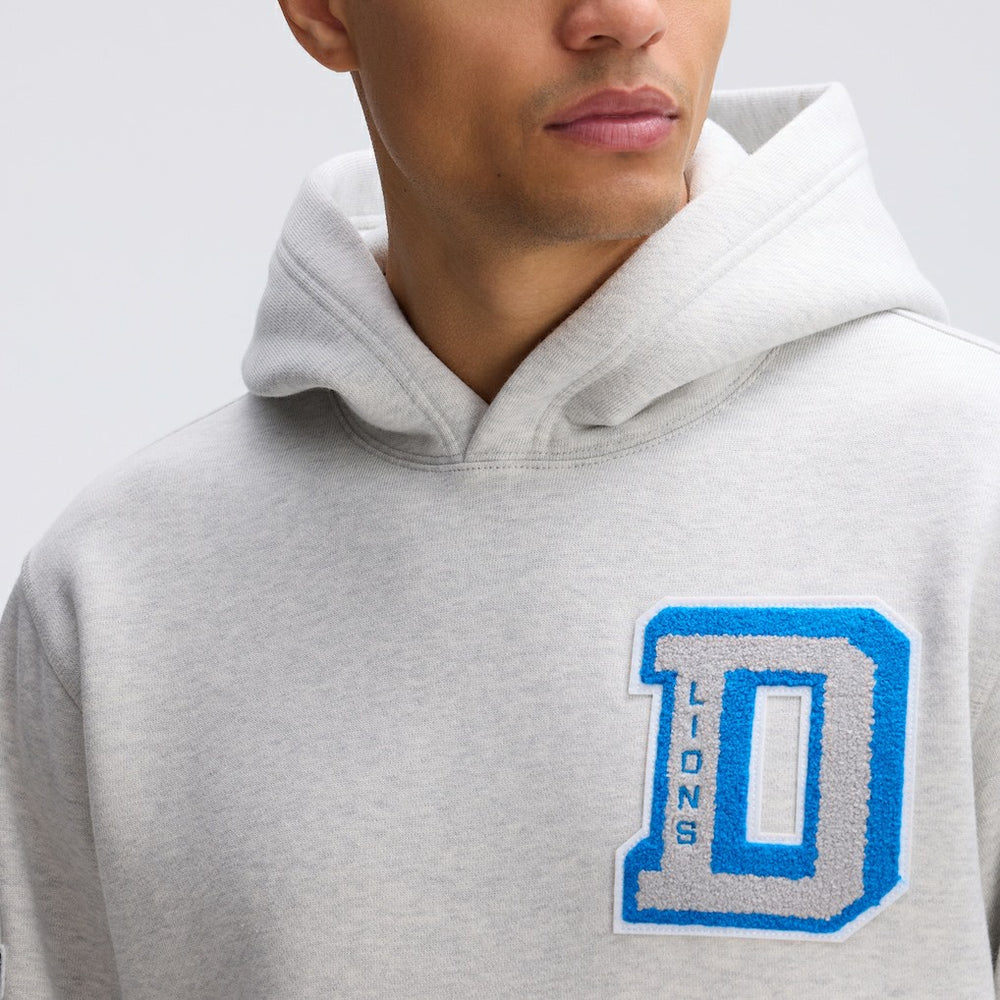 Detroit Lions IconicFleece Letterman Hoodie Heather Gray | Fanatics