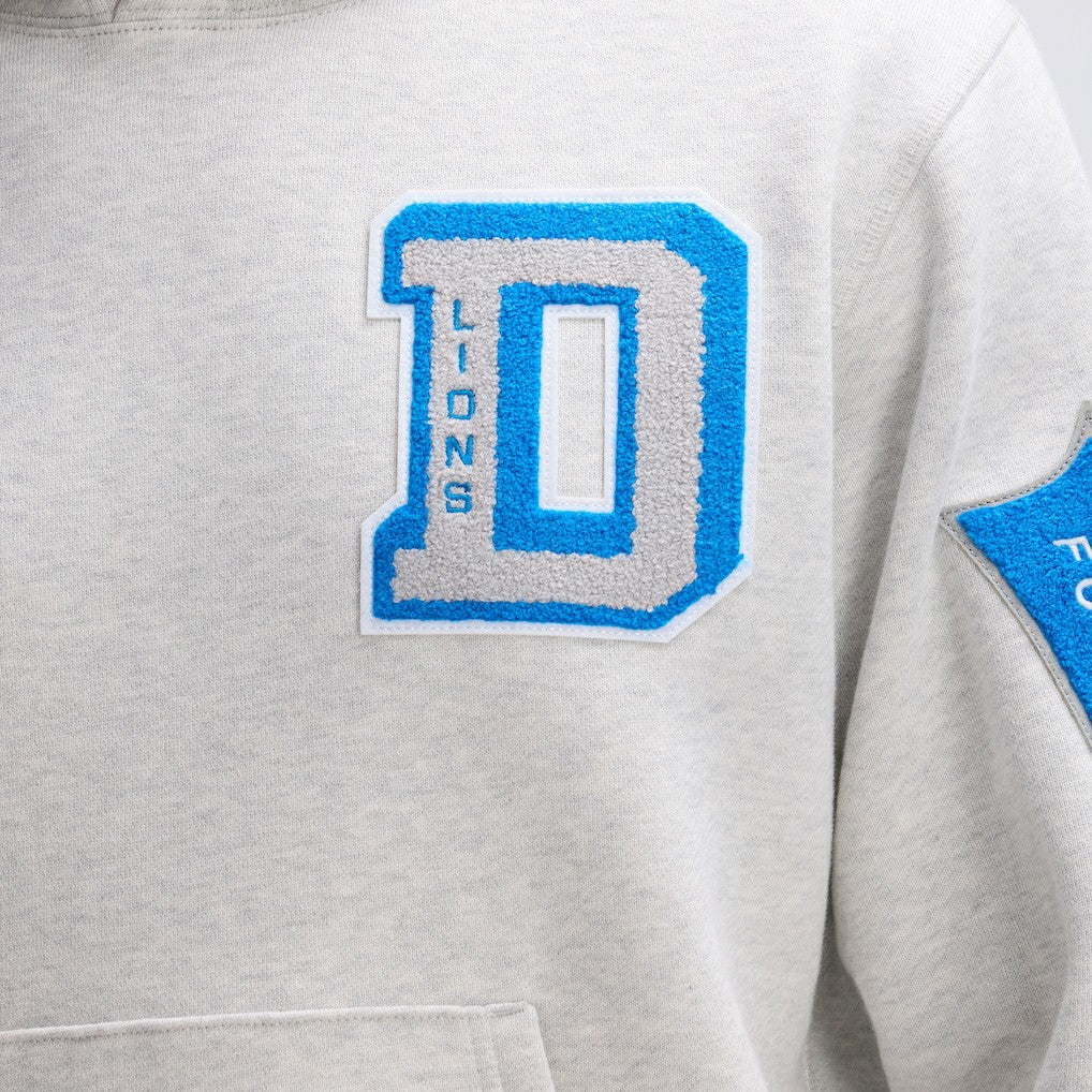 Detroit Lions IconicFleece Letterman Hoodie Heather Gray | Fanatics