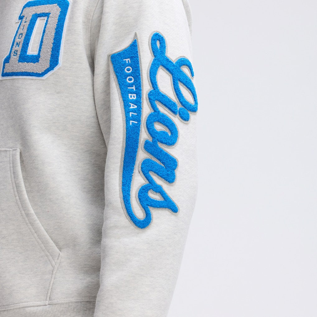 Detroit Lions IconicFleece Letterman Hoodie Heather Gray | Fanatics