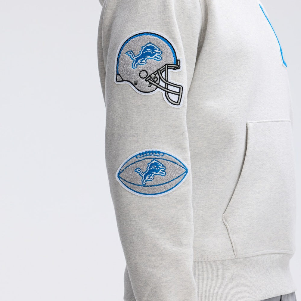 Detroit Lions IconicFleece Letterman Hoodie Heather Gray | Fanatics